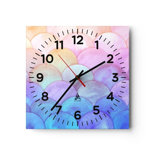 Wall clock - Clock on glass - Pearl Scale - 30x30 cm