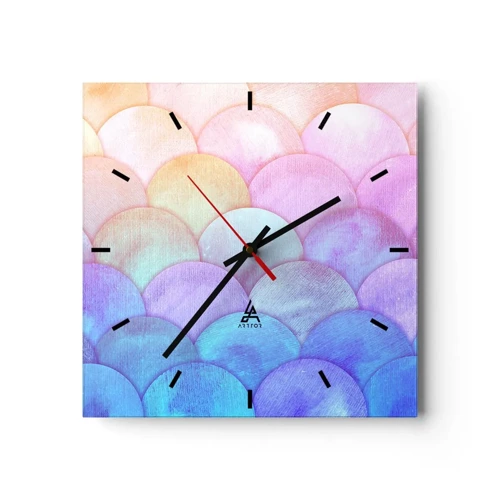 Wall clock - Clock on glass - Pearl Scale - 40x40 cm