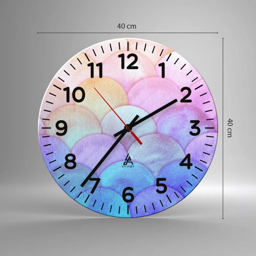 Wall clock - Clock on glass - Pearl Scale - 40x40 cm