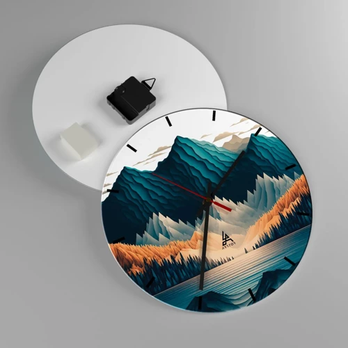 Wall clock - Clock on glass - Perfect Mountain Landscape - 30x30 cm