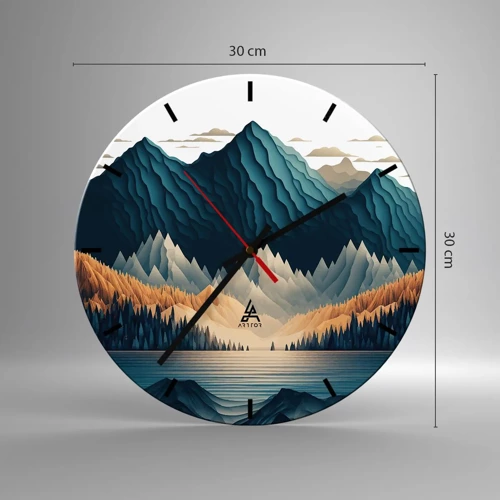 Wall clock - Clock on glass - Perfect Mountain Landscape - 30x30 cm