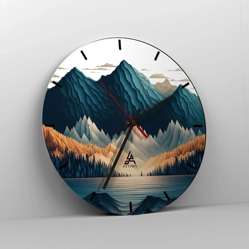 Wall clock - Clock on glass - Perfect Mountain Landscape - 30x30 cm