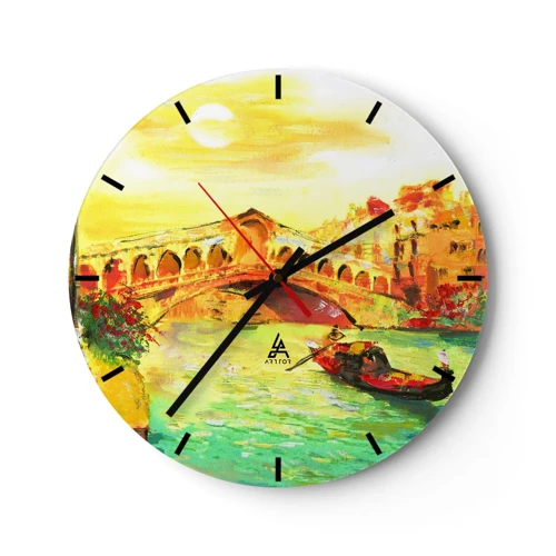 Wall clock - Clock on glass - Pilgrimage of Lovers - 30x30 cm