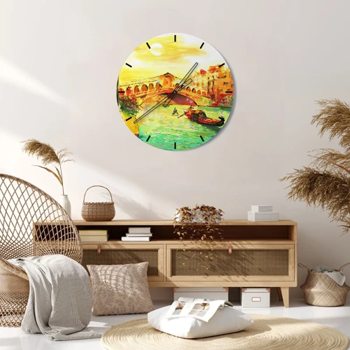 Wall clock - Clock on glass - Pilgrimage of Lovers - 30x30 cm