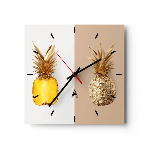 Wall clock - Clock on glass - Pineapple for Us - 30x30 cm