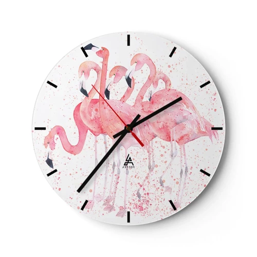 Wall clock - Clock on glass - Pink Power - 30x30 cm