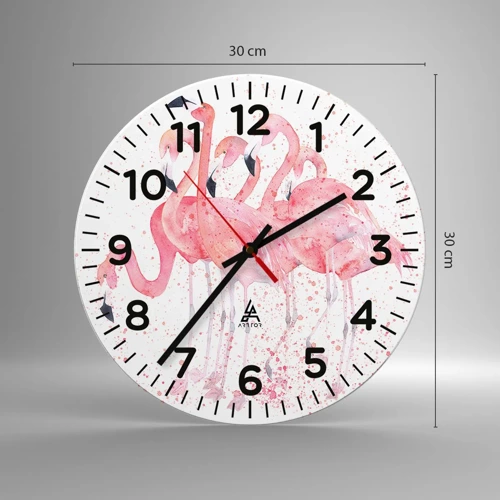Wall clock - Clock on glass - Pink Power - 30x30 cm