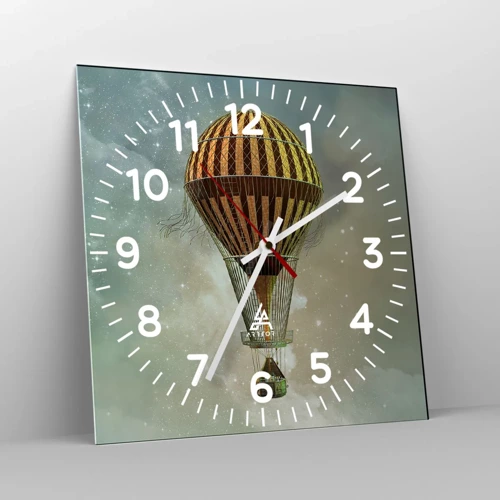 Wall clock - Clock on glass - Pioneer Flight - 30x30 cm
