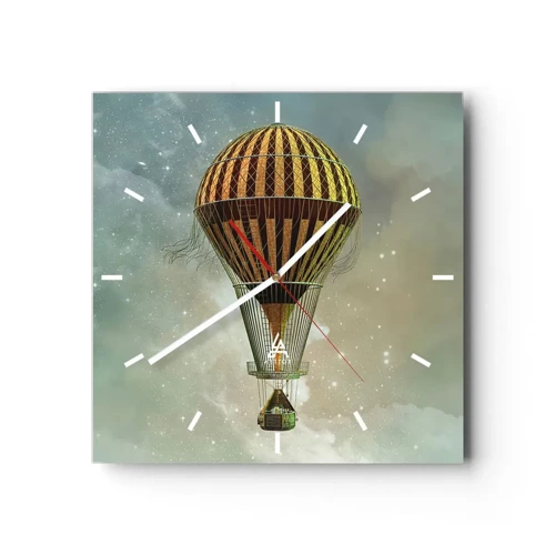 Wall clock - Clock on glass - Pioneer Flight - 40x40 cm