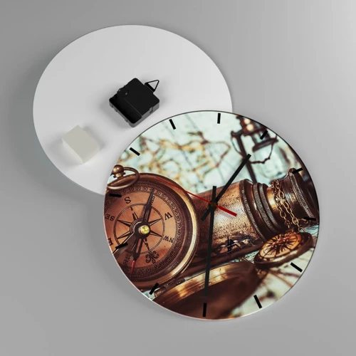 Wall clock - Clock on glass - Pirate Adventure in the Caribbean - 30x30 cm