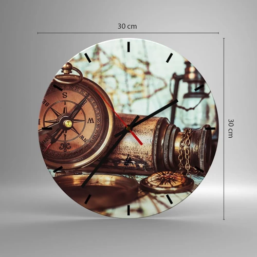 Wall clock - Clock on glass - Pirate Adventure in the Caribbean - 30x30 cm