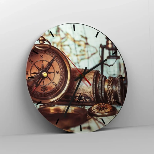 Wall clock - Clock on glass - Pirate Adventure in the Caribbean - 30x30 cm