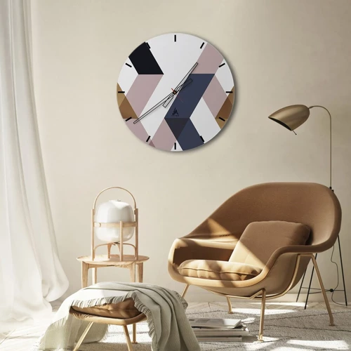 Wall clock - Clock on glass - Planes and Angles - 30x30 cm