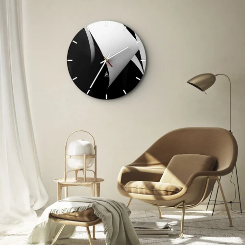 Wall clock - Clock on glass - Planes of Light Emerging from the Shadow - 30x30 cm