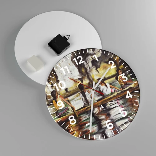 Wall clock - Clock on glass - Polinesian Paradise - 30x30 cm