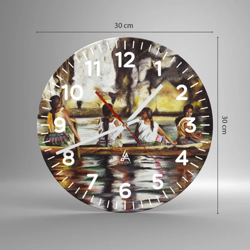 Wall clock - Clock on glass - Polinesian Paradise - 30x30 cm