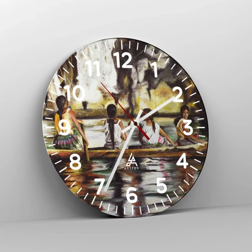 Wall clock - Clock on glass - Polinesian Paradise - 30x30 cm