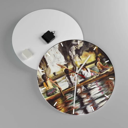 Wall clock - Clock on glass - Polinesian Paradise - 40x40 cm