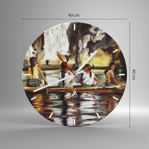 Wall clock - Clock on glass - Polinesian Paradise - 40x40 cm