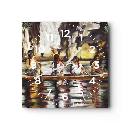 Wall clock - Clock on glass - Polinesian Paradise - 40x40 cm