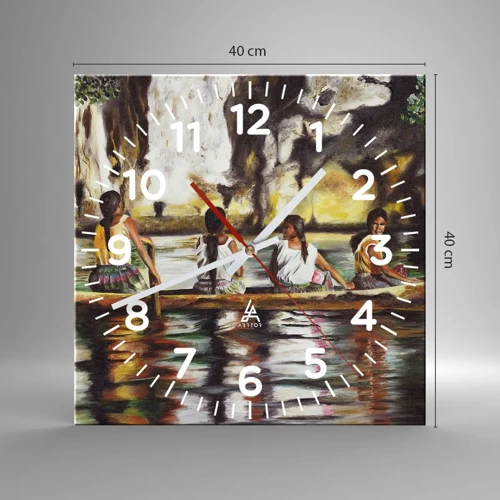 Wall clock - Clock on glass - Polinesian Paradise - 40x40 cm