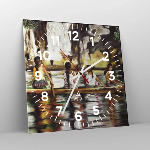 Wall clock - Clock on glass - Polinesian Paradise - 40x40 cm