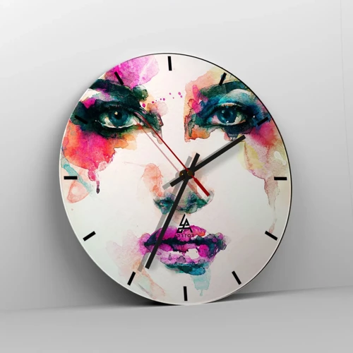 Wall clock - Clock on glass - Portrait Painted by a Rainbow - 40x40 cm