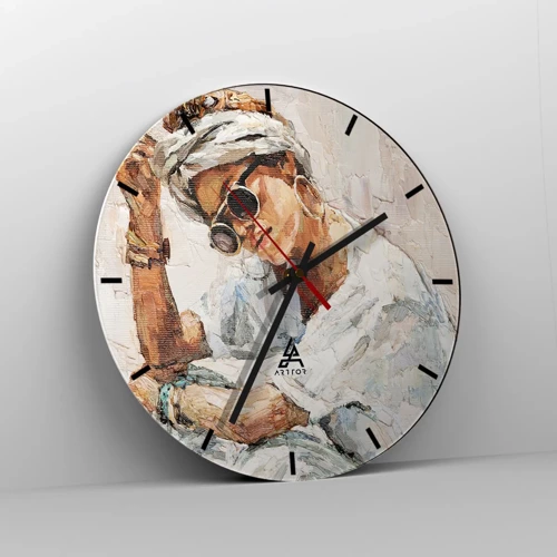 Wall clock - Clock on glass - Portrait in Full Sun - 30x30 cm