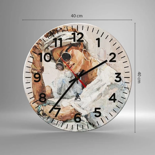 Wall clock - Clock on glass - Portrait in Full Sun - 40x40 cm