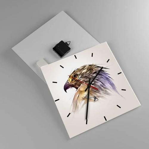 Wall clock - Clock on glass - Portrait of a Warrior - 30x30 cm