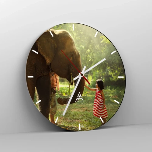 Wall clock - Clock on glass - Power of Friendship - 40x40 cm