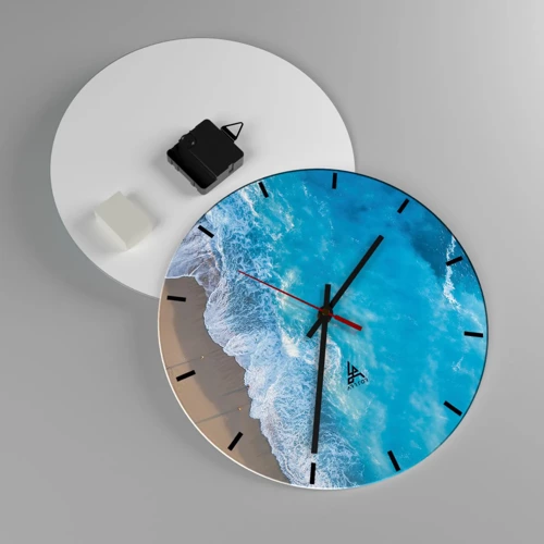 Wall clock - Clock on glass - Power of the Blue - 30x30 cm