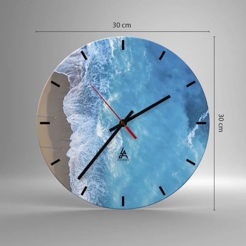 Wall clock - Clock on glass - Power of the Blue - 30x30 cm