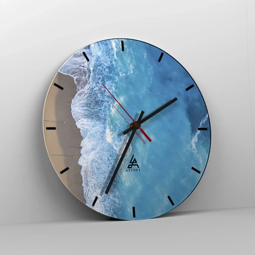 Wall clock - Clock on glass - Power of the Blue - 40x40 cm