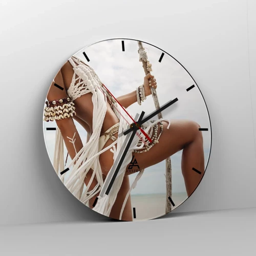 Wall clock - Clock on glass - Priestess of the Sun - 30x30 cm