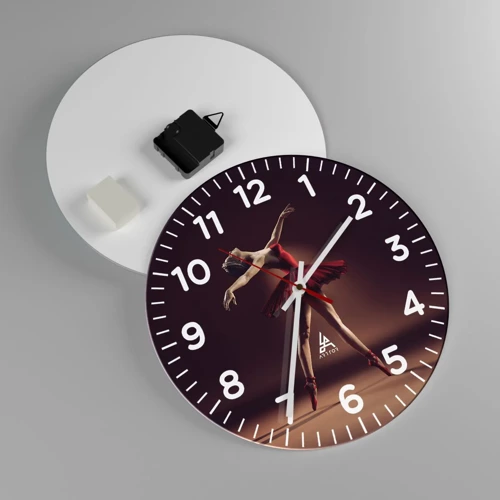 Wall clock - Clock on glass - Prima Ballerina - 30x30 cm