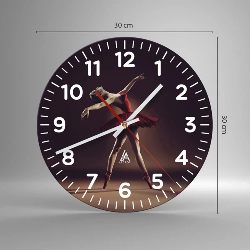 Wall clock - Clock on glass - Prima Ballerina - 30x30 cm