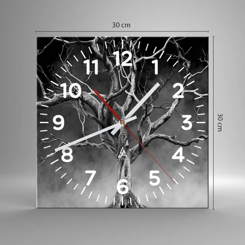 Wall clock - Clock on glass - Primordial and Sacred - 30x30 cm