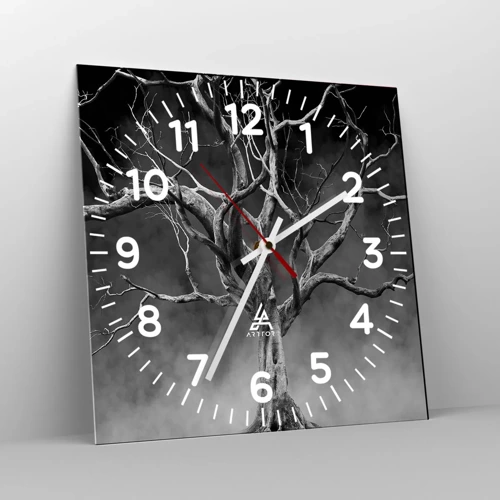 Wall clock - Clock on glass - Primordial and Sacred - 30x30 cm