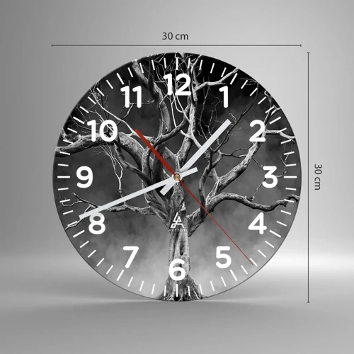 Wall clock - Clock on glass - Primordial and Sacred - 30x30 cm