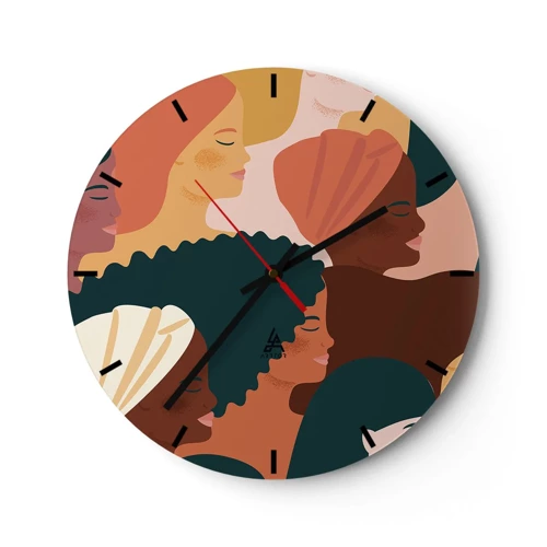 Wall clock - Clock on glass - Pure Womanhood - 30x30 cm