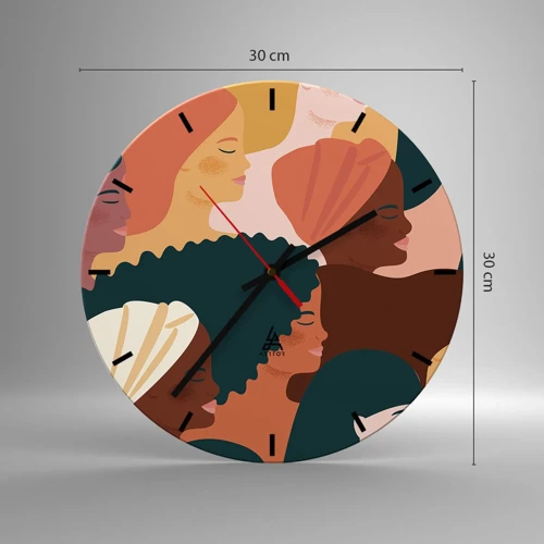 Wall clock - Clock on glass - Pure Womanhood - 30x30 cm