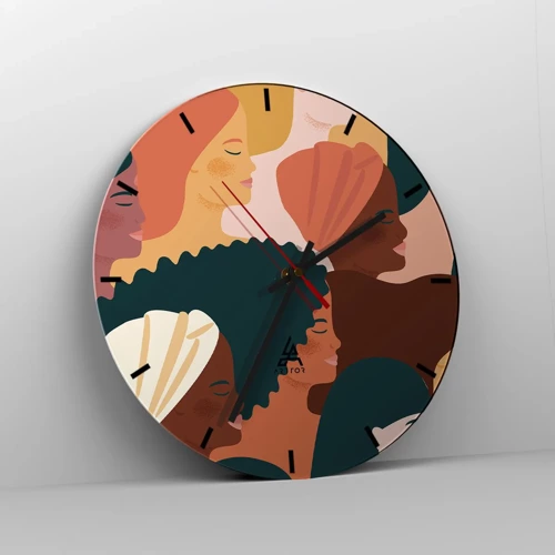 Wall clock - Clock on glass - Pure Womanhood - 30x30 cm