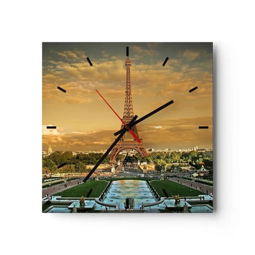 Wall clock - Clock on glass - Queen of Paris - 30x30 cm