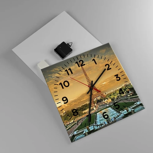 Wall clock - Clock on glass - Queen of Paris - 30x30 cm