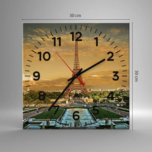 Wall clock - Clock on glass - Queen of Paris - 30x30 cm