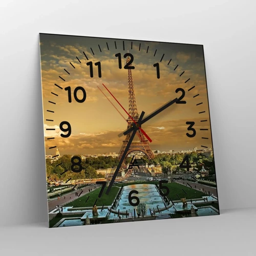 Wall clock - Clock on glass - Queen of Paris - 30x30 cm