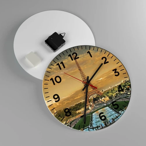 Wall clock - Clock on glass - Queen of Paris - 30x30 cm