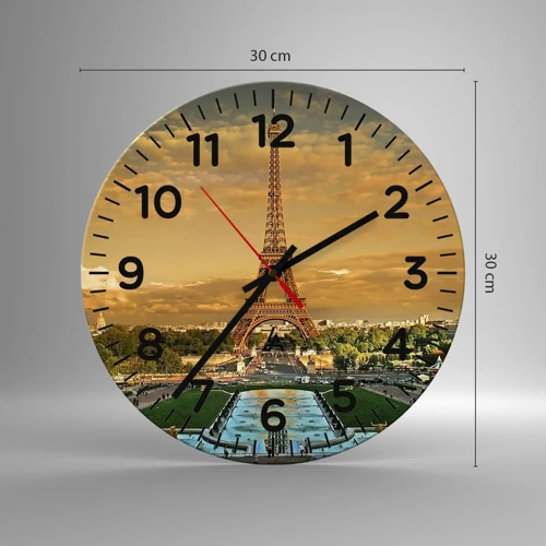 Wall clock - Clock on glass - Queen of Paris - 30x30 cm