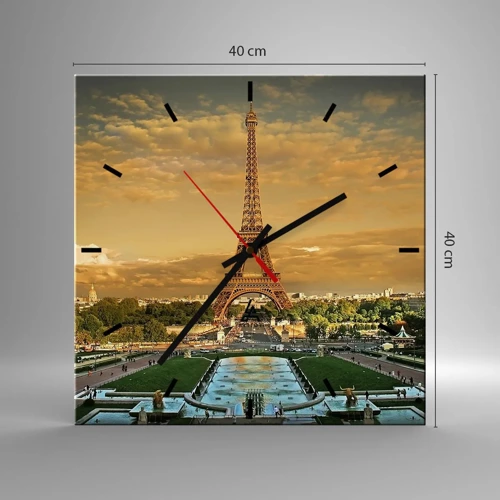 Wall clock - Clock on glass - Queen of Paris - 40x40 cm